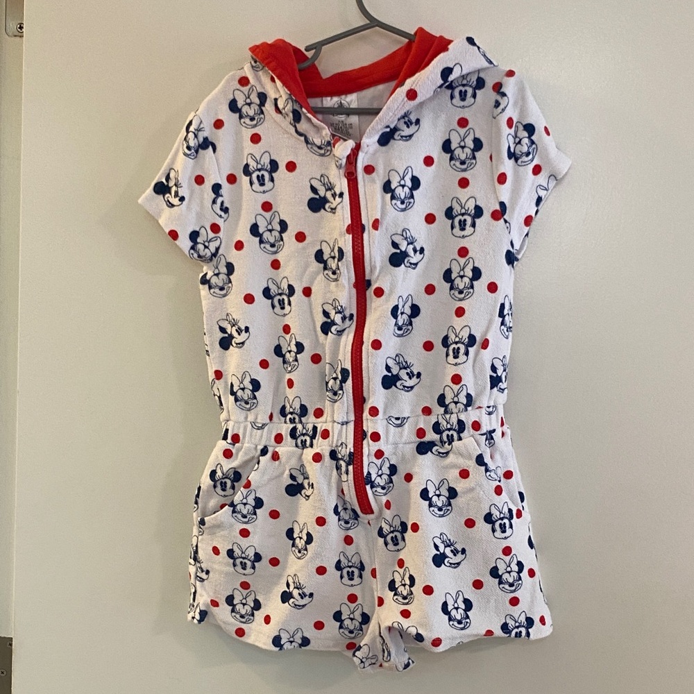 Disney Red and Blue Polka Dot Cover-up Jumper Girls Size 7/8